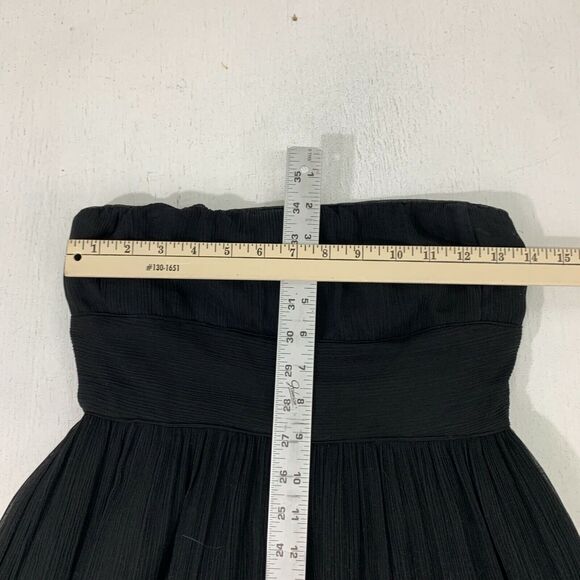 J. Crew Dress Womens 4 Black Emily Silk Back Zip Strapless Pleat Lined Chiffon - Picture 8 of 13